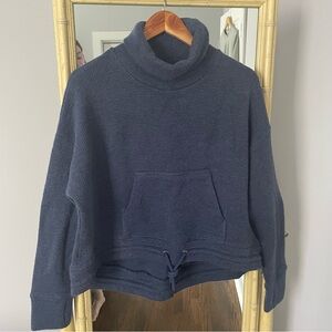 Sweaty Betty Restful Boucle Funnel Cowl Neck Sweatshirt Blue XL